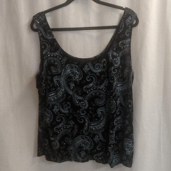 Alex Evenings Size 3X Two-Piece Top Black and Teal - Picture 7 of 16